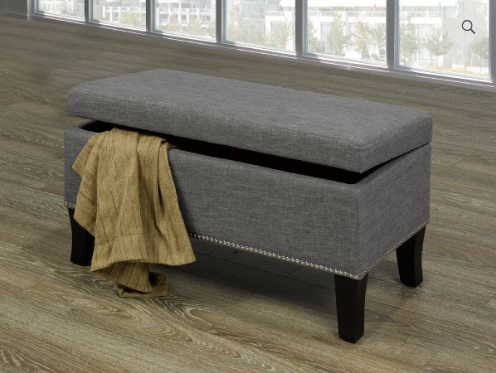 Storage Bench 32”L 16”W 18”H  Grey with Decorative Nails