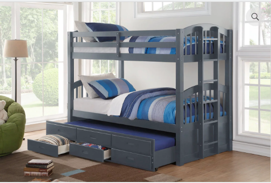 B1841 Grey Twin/Twin Captain Bunk Bed