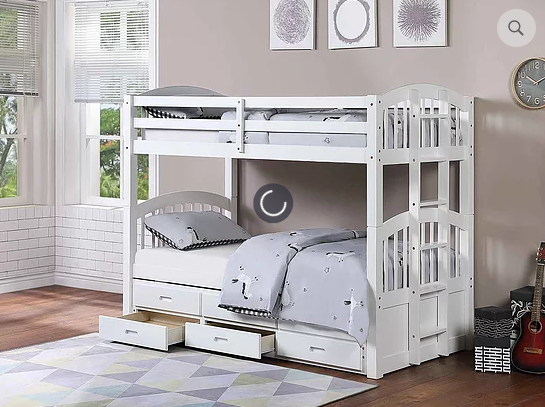 B1842 White Twin/Twin Captain Bunk Bed