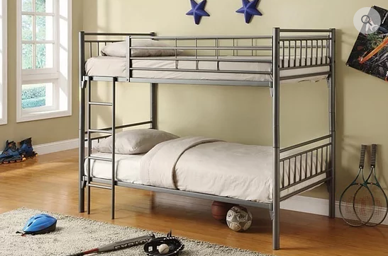 B512 Twin/Twin Grey Metal Bunk Bed