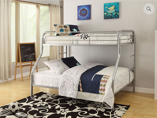 B501 Grey Twin/Full Metal Bunk Bed