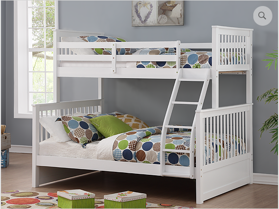 B122 White Twin/Full Mission Bunk Bed