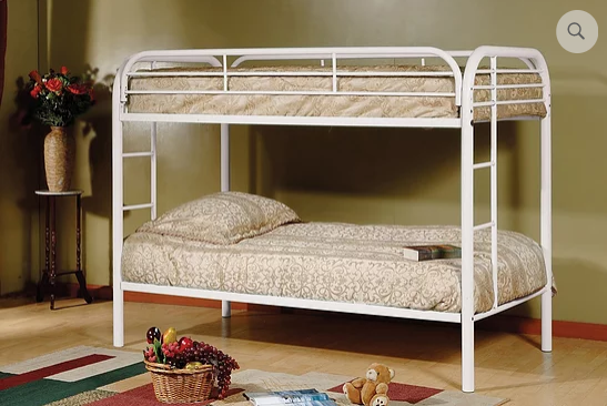 B500 Twin/Twin White Metal Bunk Bed