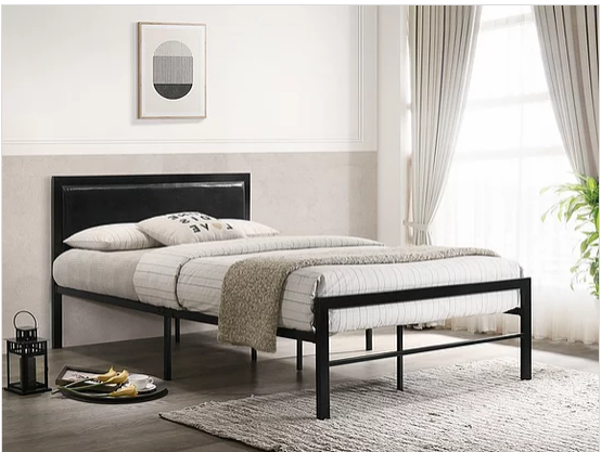 Black Metal Bed - Mattress support included
