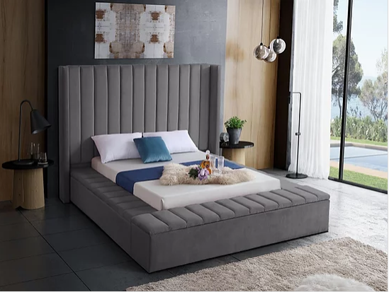 IF 5720 Grey Storage Ottoman Bed