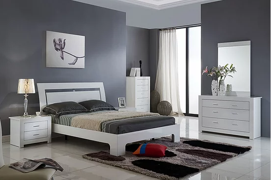 Lily High Gloss White Bedroom Set