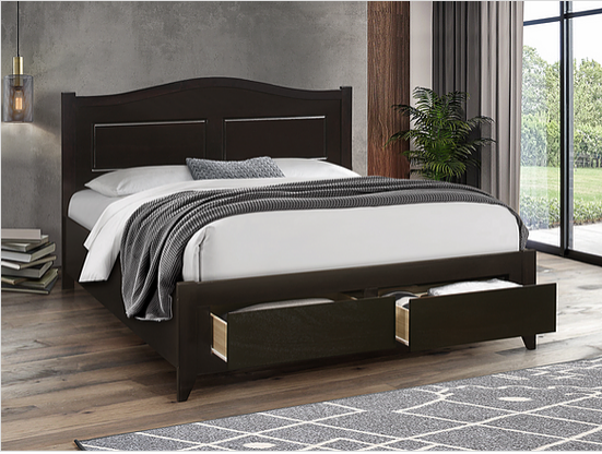 Espresso Bed with Storage Drawers  Includes Mattress Support