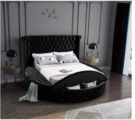 IF 5773 Black Velvet Storage Ottoman Bed