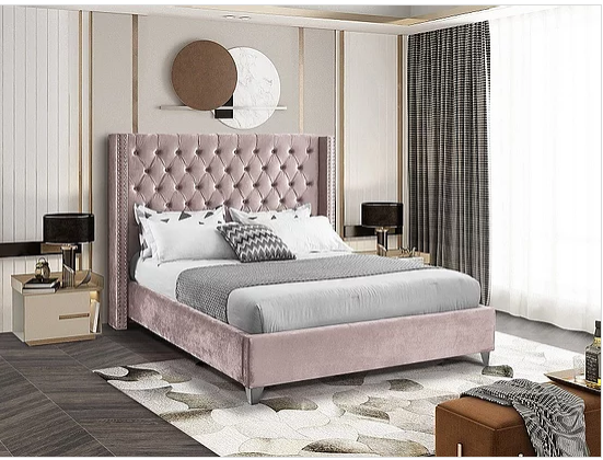 IF 5895 Pink Velvet Bed