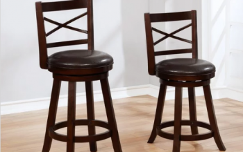 Wood Bar Stool With Swivel Seat and Back Support