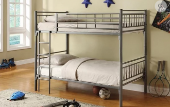 B512 Twin/Twin Grey Metal Bunk Bed