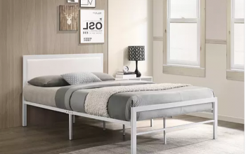 White Metal Platform Bed