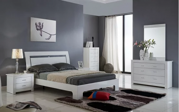 Lily High Gloss White Bedroom Set