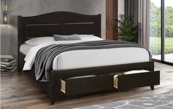 Espresso Bed with Storage Drawers  Includes Mattress Support