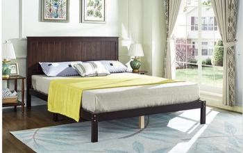 Espresso Wooden Bed  Includes Mattress Support