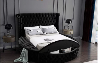 IF 5773 Black Velvet Storage Ottoman Bed